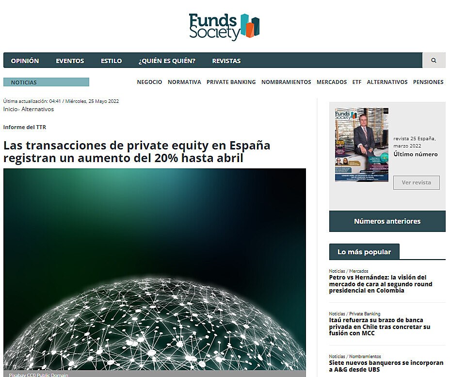 Las transacciones de private equity en Espaa registran un aumento del 20% hasta abril